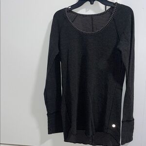 Lululemon Grey Stripe / Grey Knit Reversible Long Sleeve Top